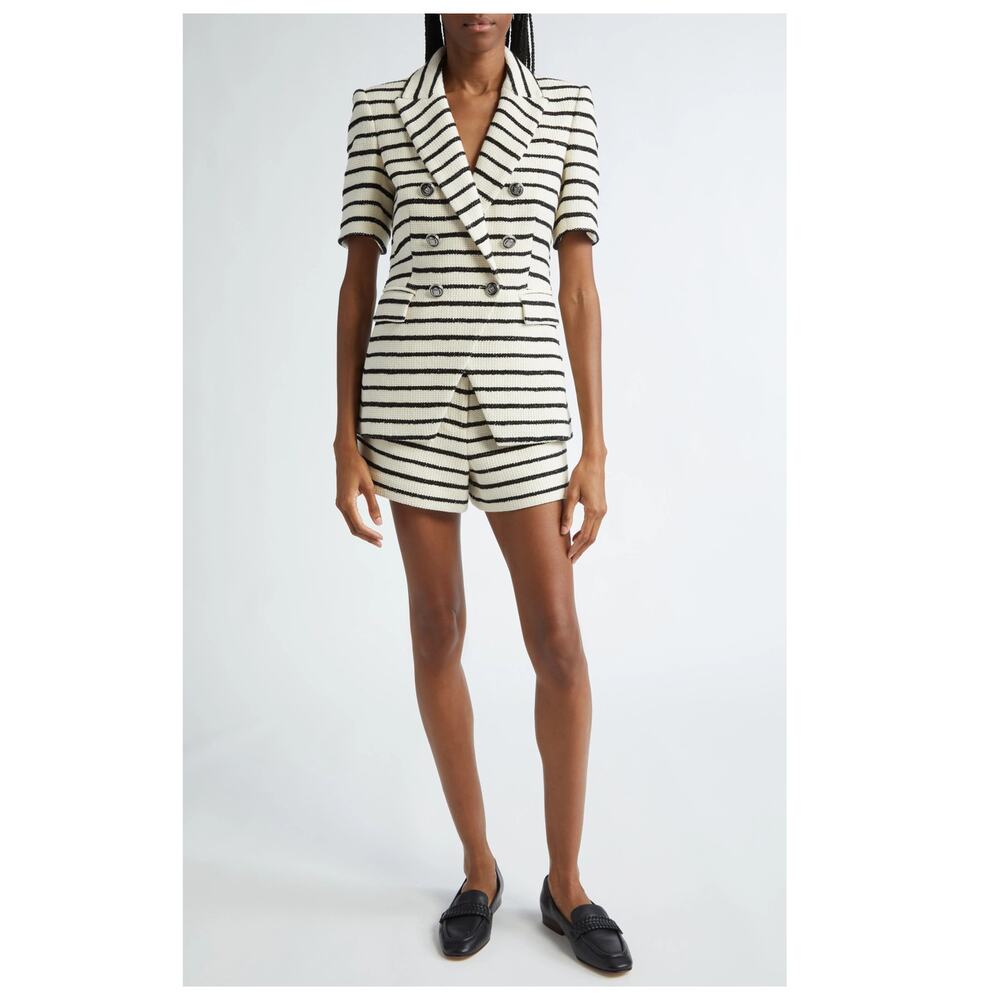 NWT Veronica Beard Jenny Stripe Short Sleeve Cotton Blend Dickey Jacket Size 6 - Picture 4 of 16